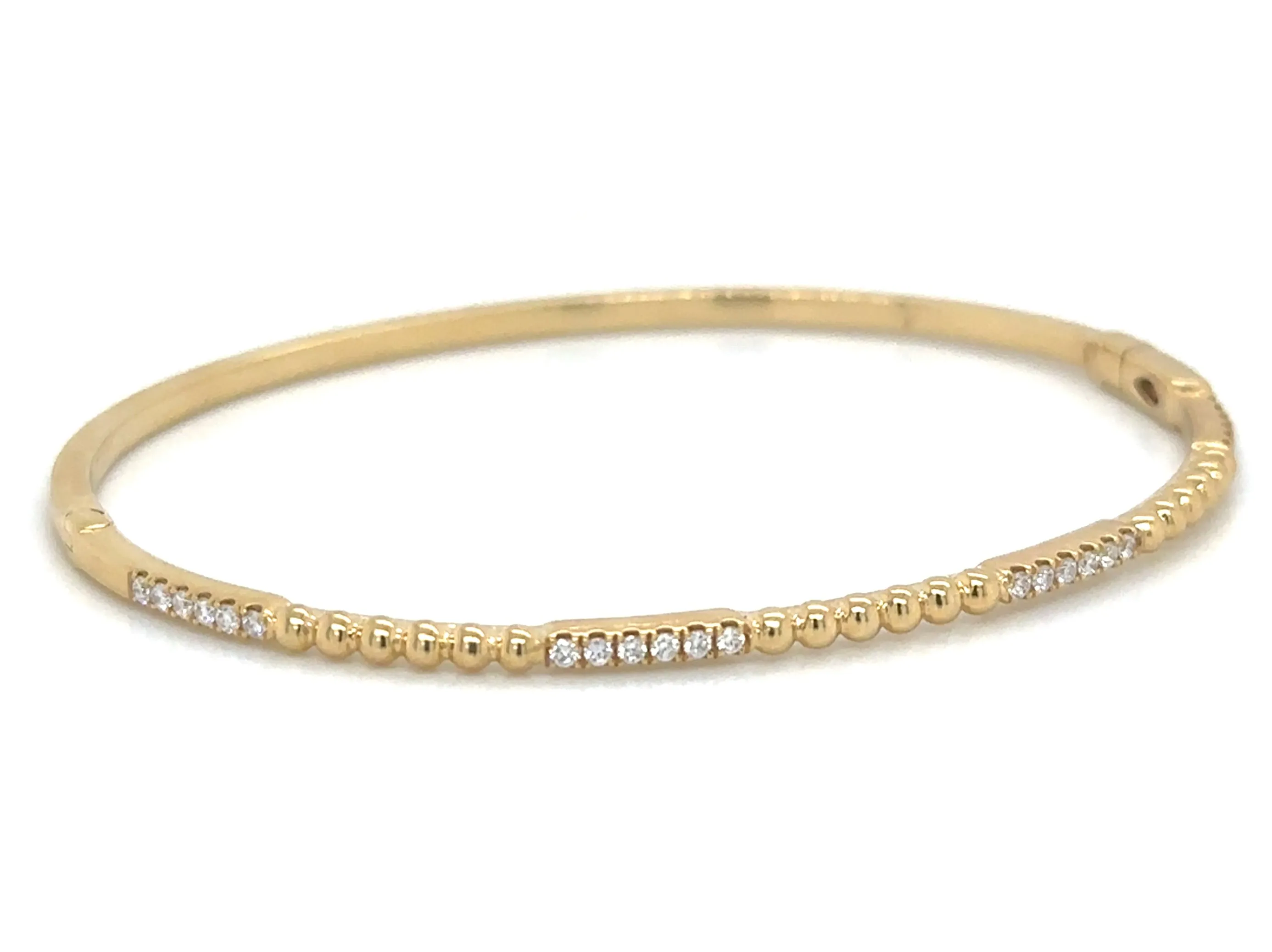 0.24ct tw Diamond Beaded Gold Bangle Bracelet