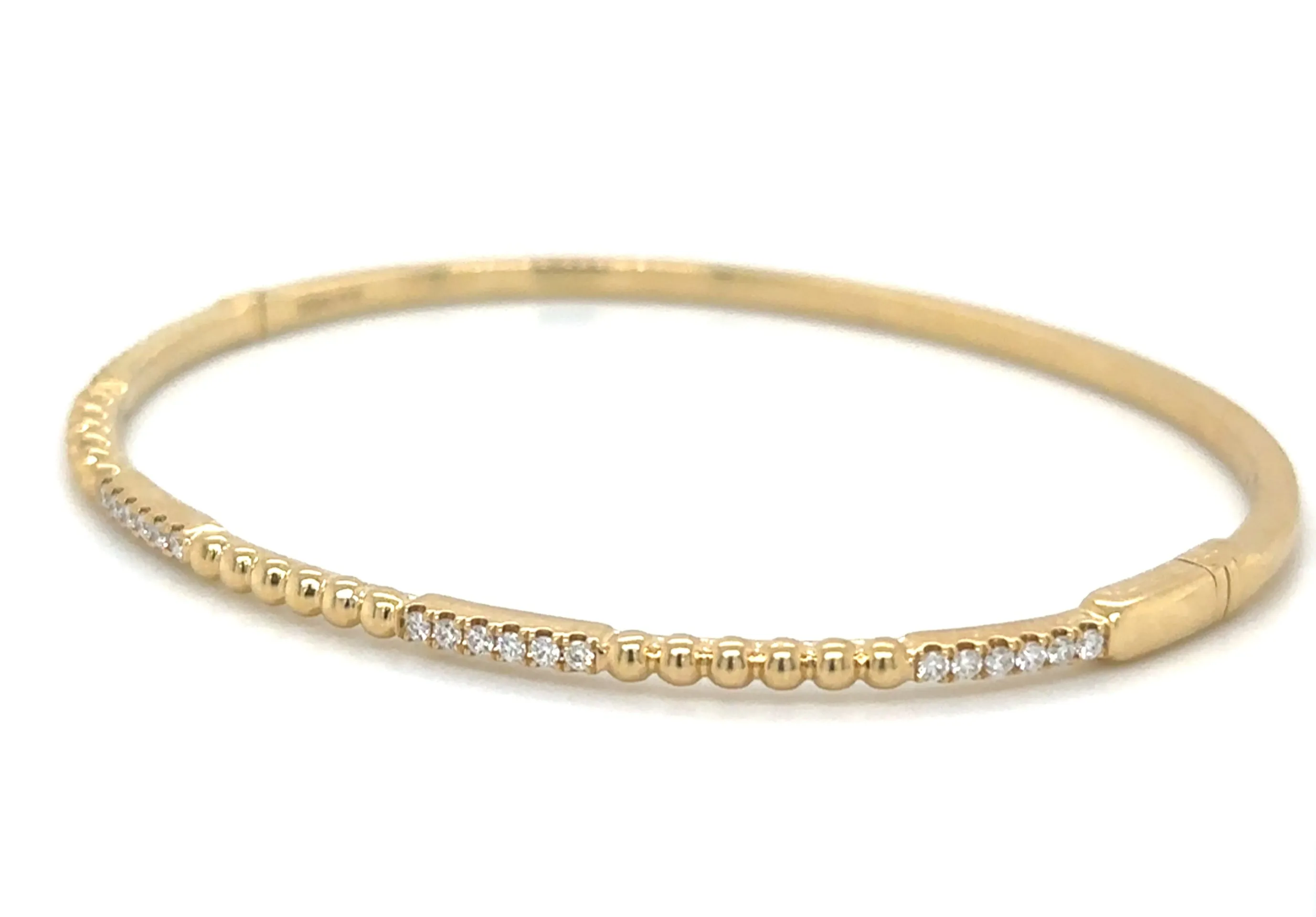 0.24ct tw Diamond Beaded Gold Bangle Bracelet