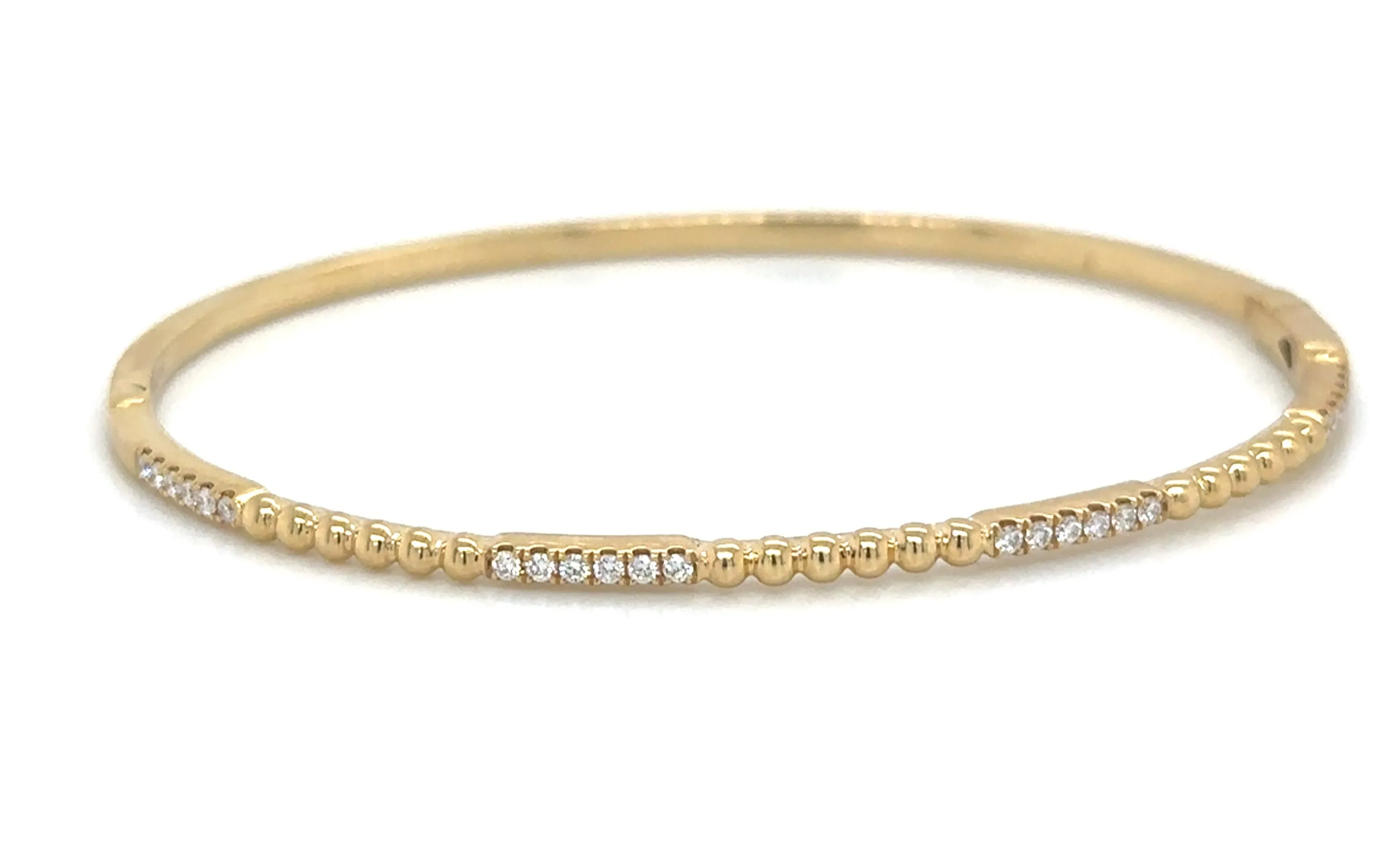 0.24ct tw Diamond Beaded Gold Bangle Bracelet