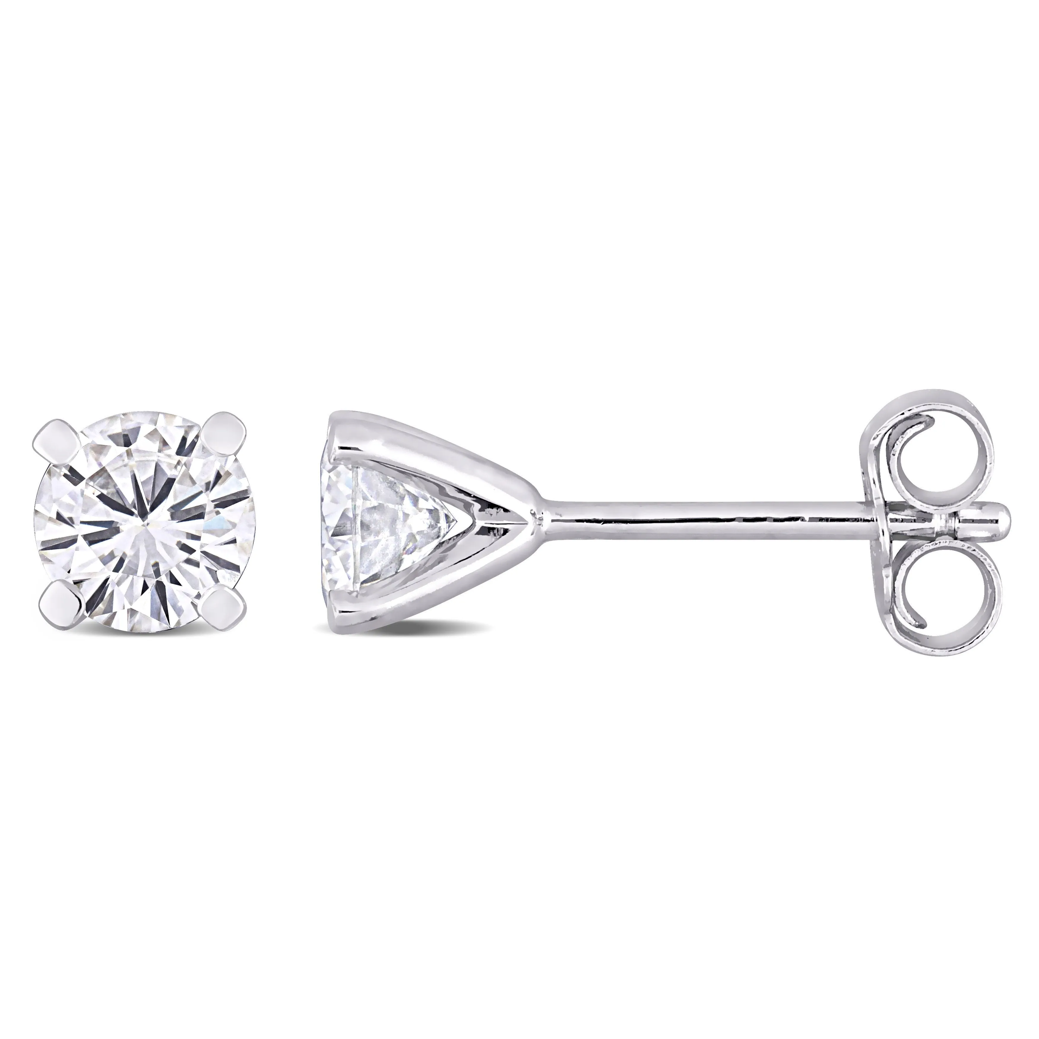 1 CT TW round Moissanite Stud Silver