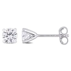 1 CT TW round Moissanite Stud Silver