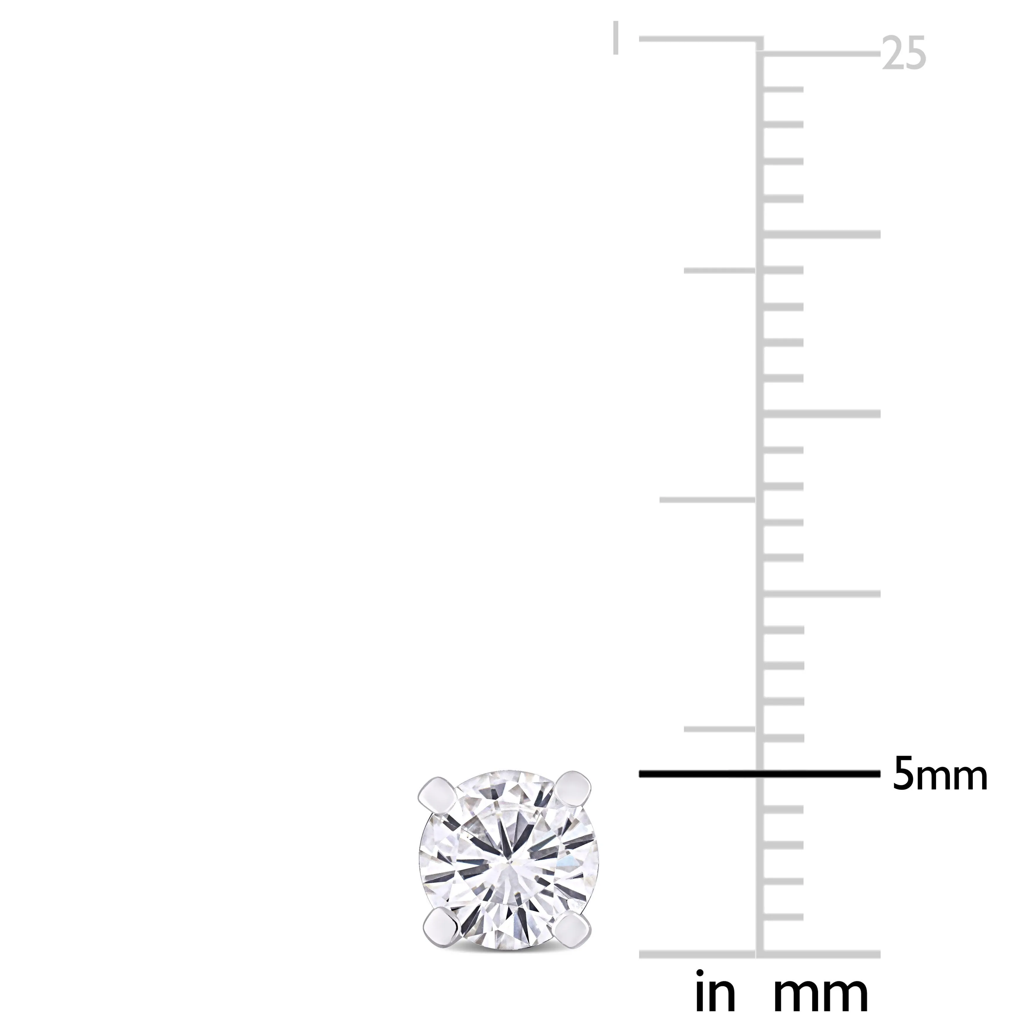 1 CT TW round Moissanite Stud Silver