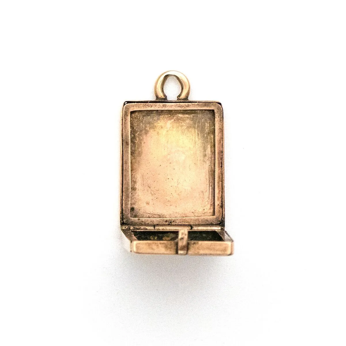 14K Rose Gold & Platinum Rectangular Art Deco Antique Locket
