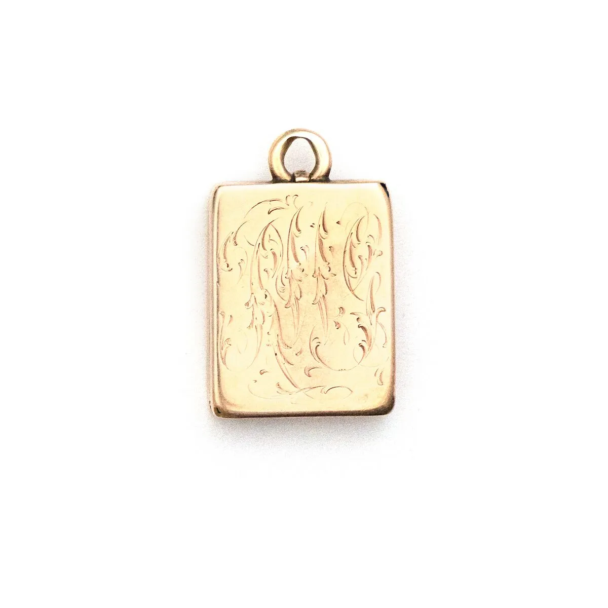 14K Rose Gold & Platinum Rectangular Art Deco Antique Locket