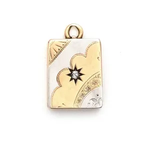 14K Rose Gold & Platinum Rectangular Art Deco Antique Locket