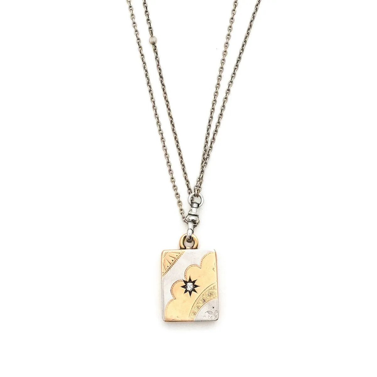 14K Rose Gold & Platinum Rectangular Art Deco Antique Locket
