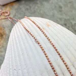 14KT Rose Gold Diamond-Cut Beaded Ball Link Chain Necklace 1mm