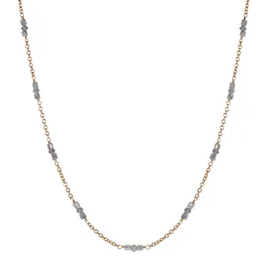 18K Gold Grey Diamond Station Chain