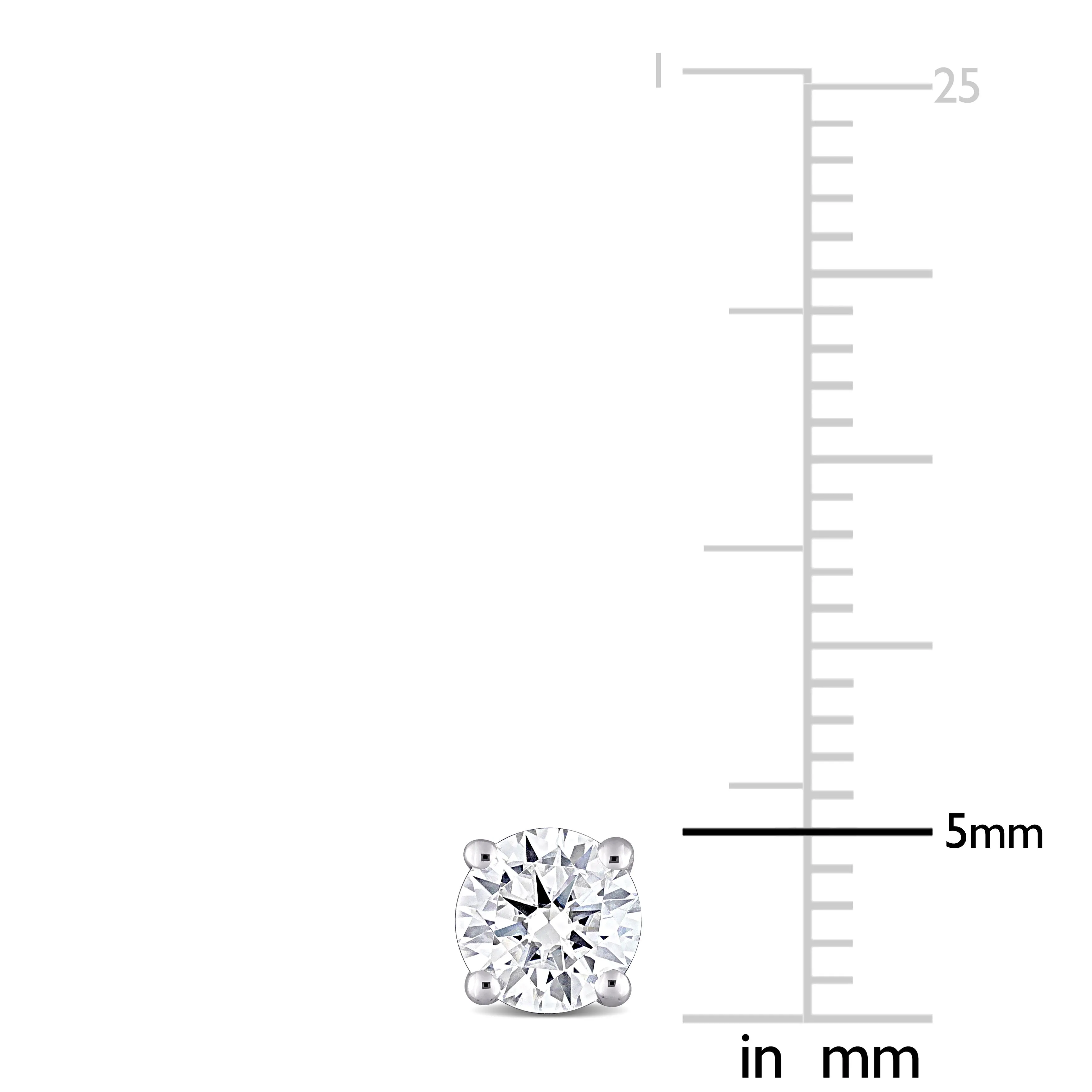 1CT TW round Moissanite Stud 10K White Gold