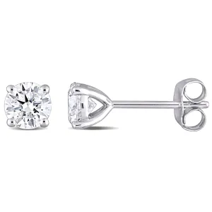 1CT TW round Moissanite Stud 10K White Gold