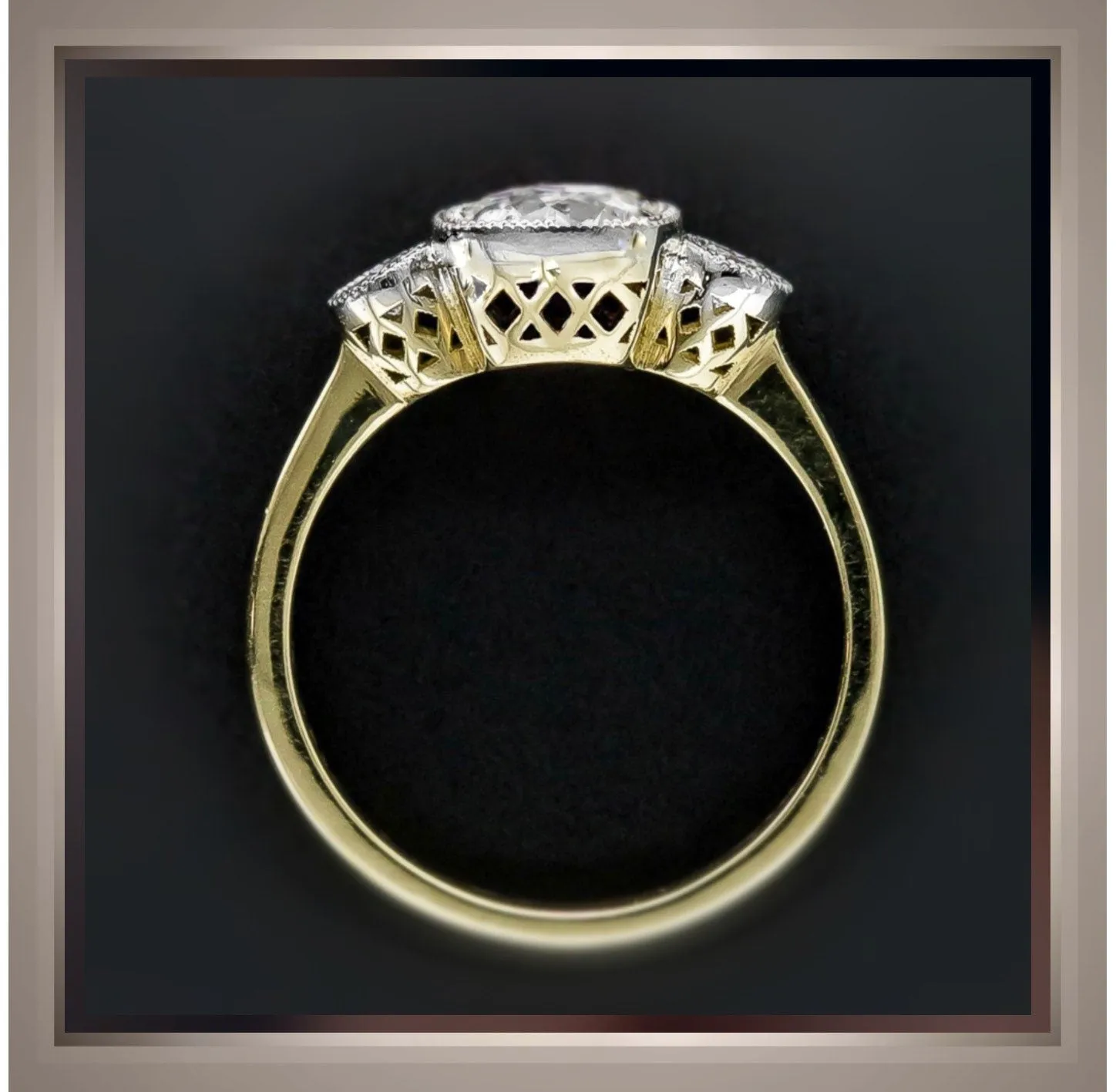 2.25 Carat Edwardian Antique Style Cushion cut Bezel set  Diamond Ring VS2