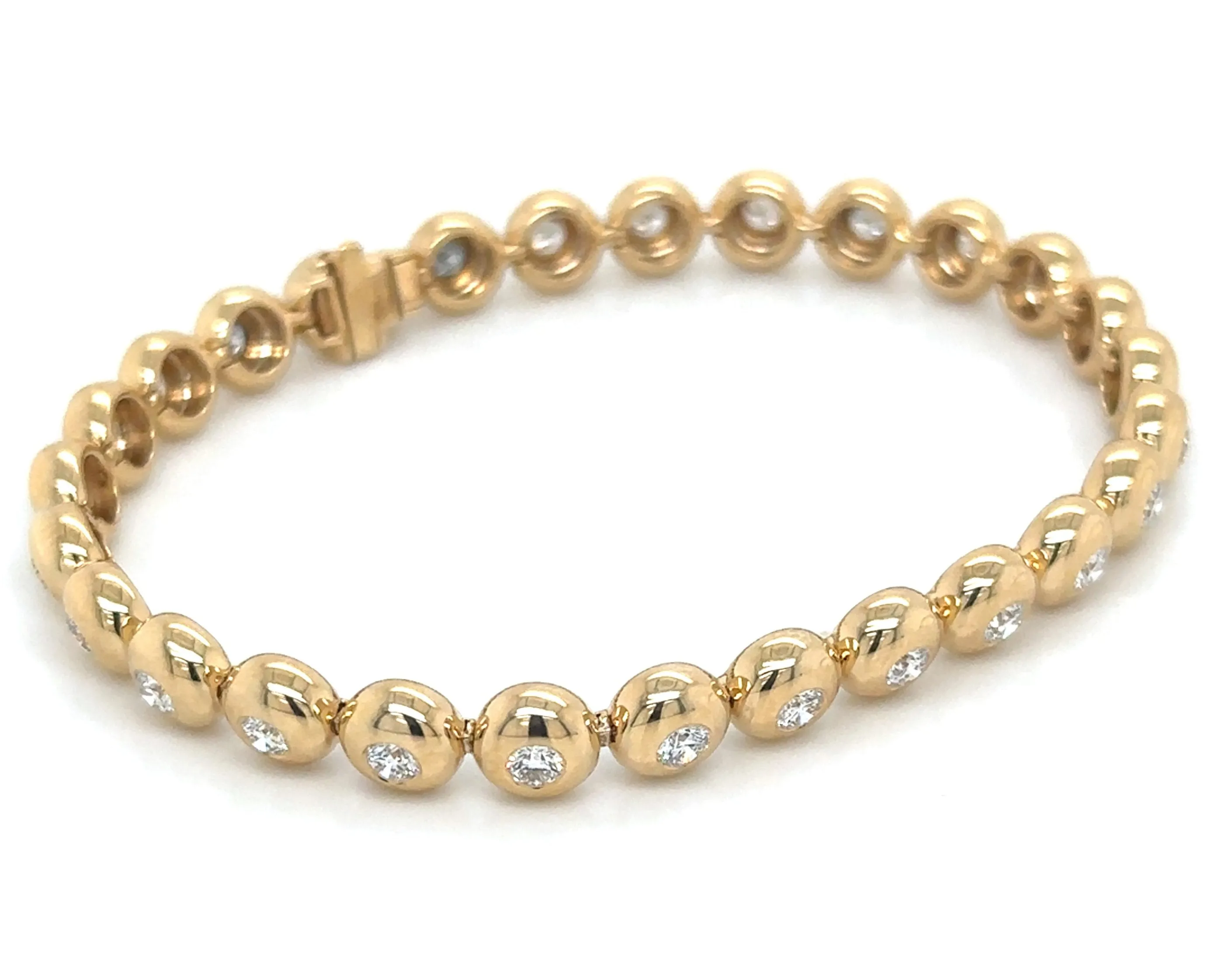 2.38carat Diamond Beaded Gold Tennis Bracelet