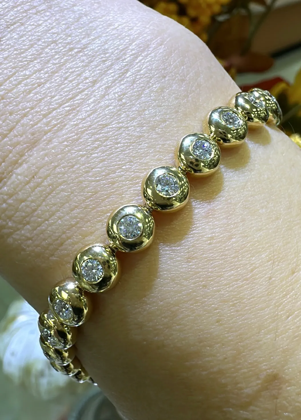 2.38carat Diamond Beaded Gold Tennis Bracelet
