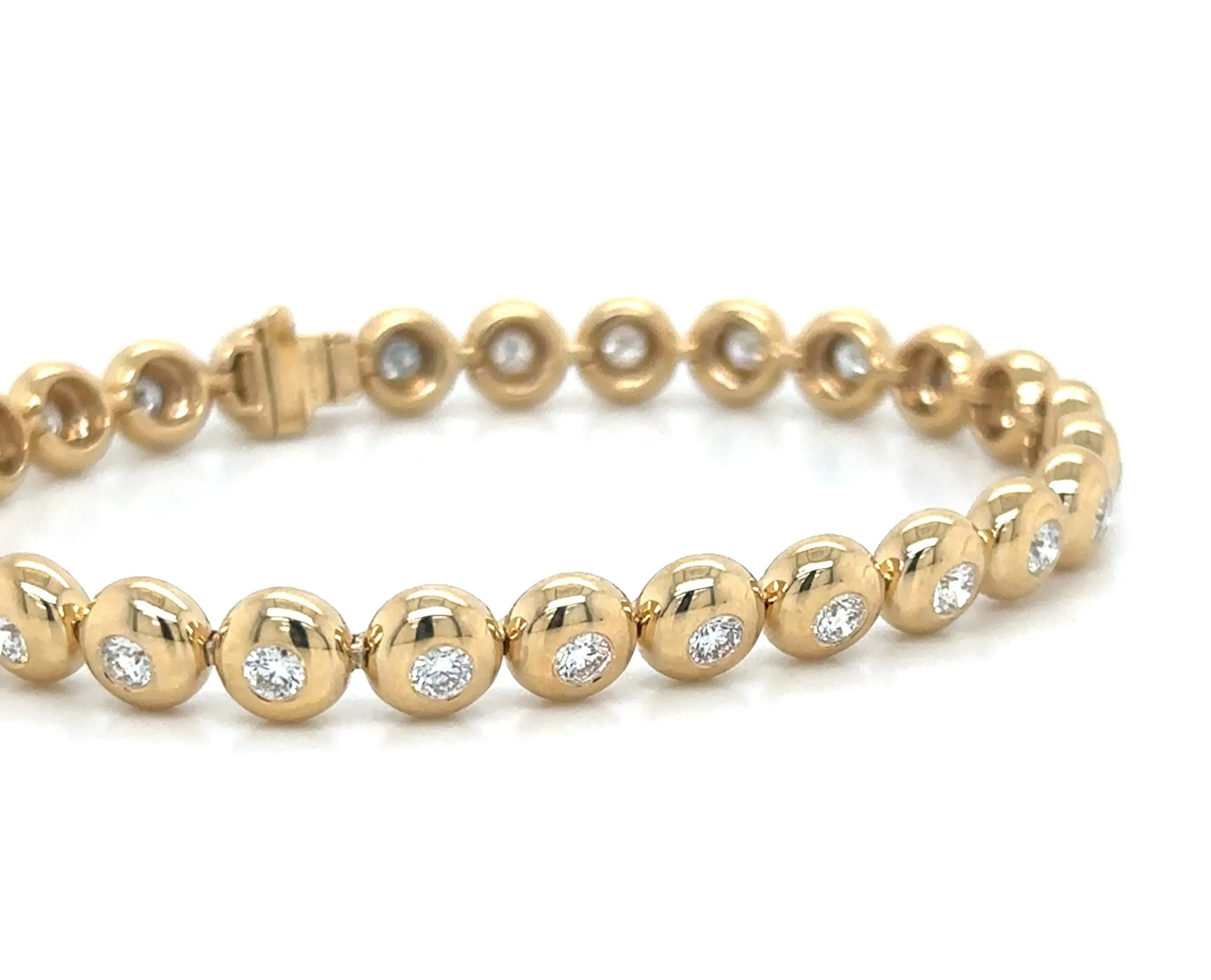 2.38carat Diamond Beaded Gold Tennis Bracelet