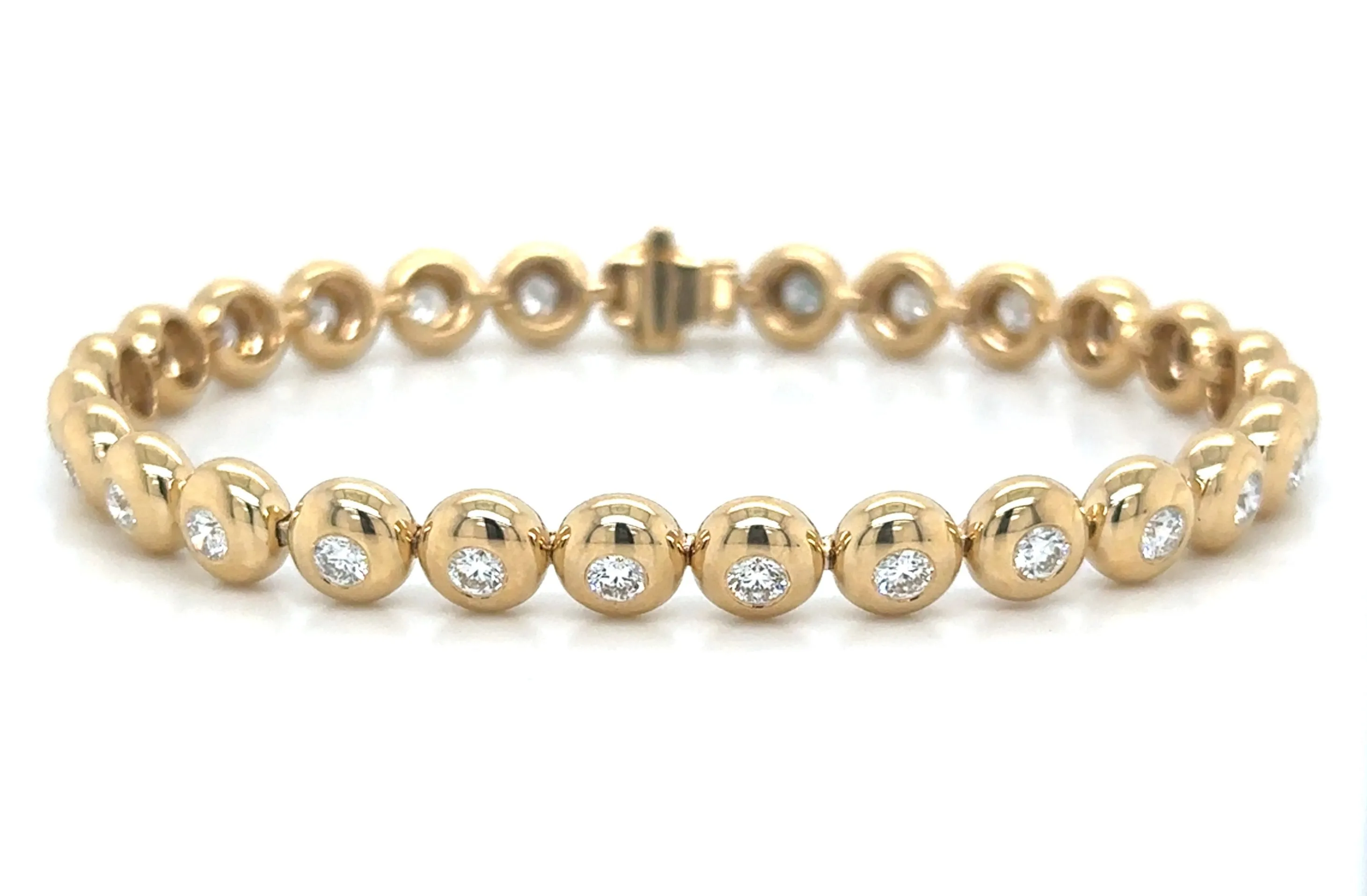 2.38carat Diamond Beaded Gold Tennis Bracelet