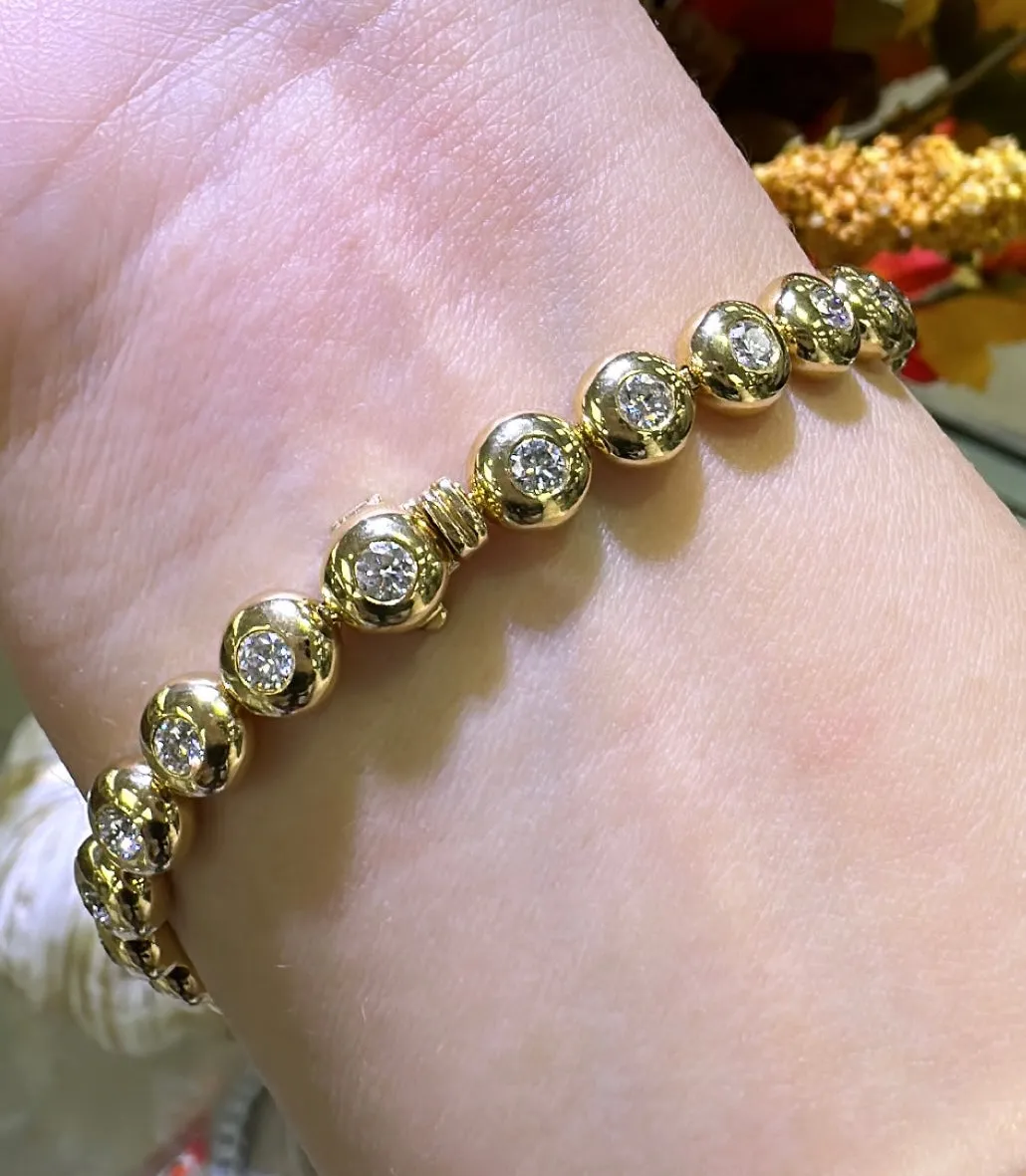 2.38carat Diamond Beaded Gold Tennis Bracelet
