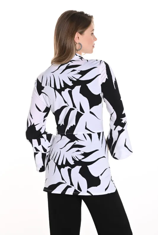 256135 - Palm Print Flutter Sleeve Jacket