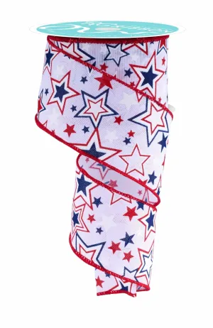 2.5" Printed Stars w/Glitter: Red, White, Blue (10 Yards) RGF158027