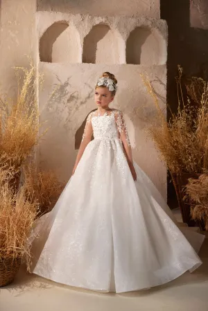 3623 Lola Off-White Sparkling Beaded Lace Gown