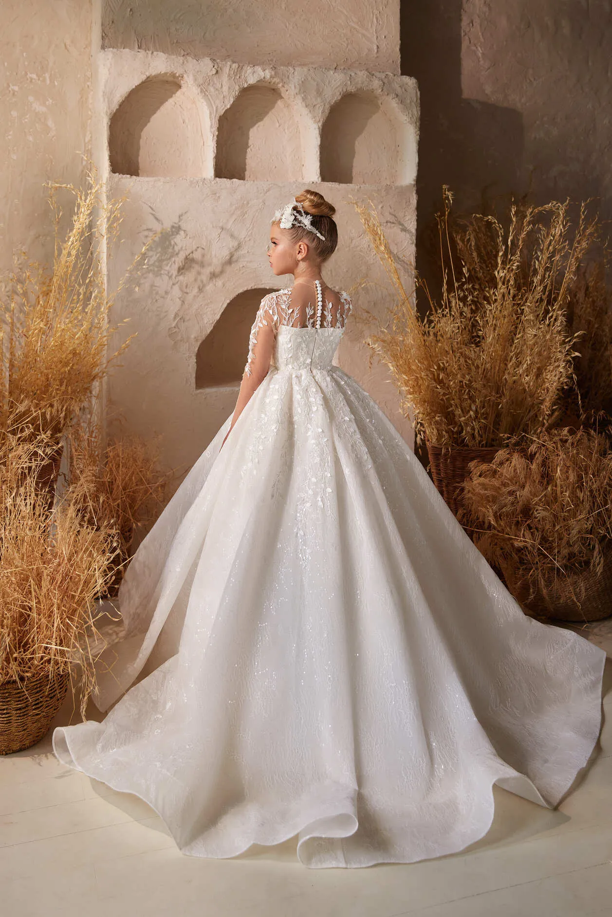 3623 Lola Off-White Sparkling Beaded Lace Gown