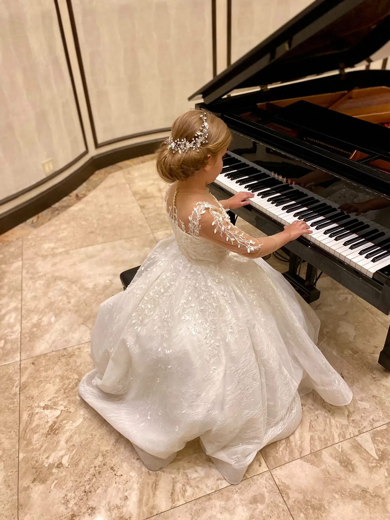 3623 Lola Off-White Sparkling Beaded Lace Gown