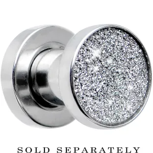 4 Gauge Stainless Steel Silver Sugar Glitter Screw Fit Plug