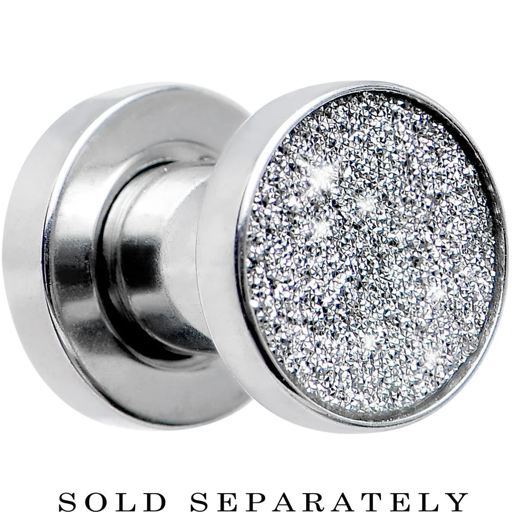 4 Gauge Stainless Steel Silver Sugar Glitter Screw Fit Plug