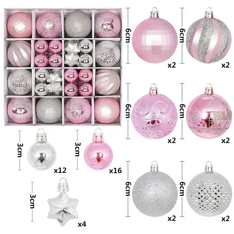 42 &44 Packs Christmas Tree Ornament Balls 6cm & 3cm Christmas Tree Balls Multicolor Christmas Tree Ornament Set for Home Office