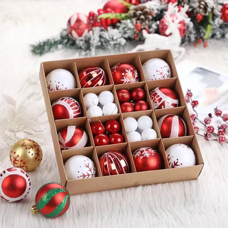 42 &44 Packs Christmas Tree Ornament Balls 6cm & 3cm Christmas Tree Balls Multicolor Christmas Tree Ornament Set for Home Office