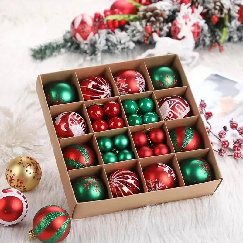 42 &44 Packs Christmas Tree Ornament Balls 6cm & 3cm Christmas Tree Balls Multicolor Christmas Tree Ornament Set for Home Office