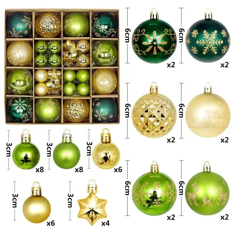 42 &44 Packs Christmas Tree Ornament Balls 6cm & 3cm Christmas Tree Balls Multicolor Christmas Tree Ornament Set for Home Office
