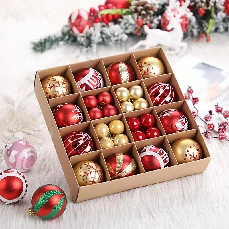 42 &44 Packs Christmas Tree Ornament Balls 6cm & 3cm Christmas Tree Balls Multicolor Christmas Tree Ornament Set for Home Office
