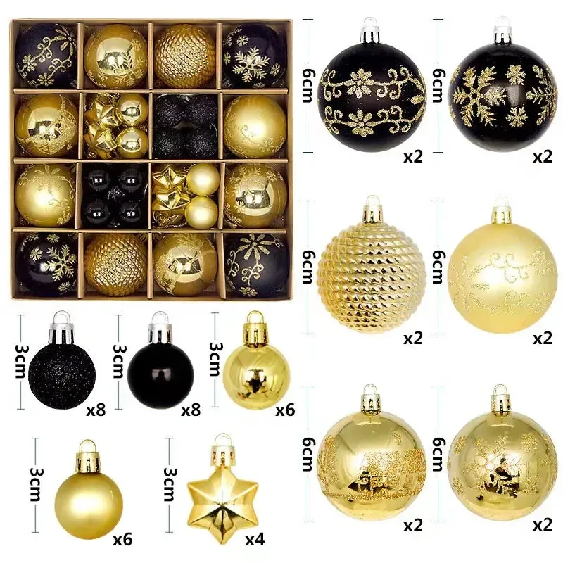 42 &44 Packs Christmas Tree Ornament Balls 6cm & 3cm Christmas Tree Balls Multicolor Christmas Tree Ornament Set for Home Office