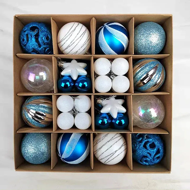 42 &44 Packs Christmas Tree Ornament Balls 6cm & 3cm Christmas Tree Balls Multicolor Christmas Tree Ornament Set for Home Office