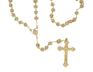 8mm Gold and Crystal Rosary