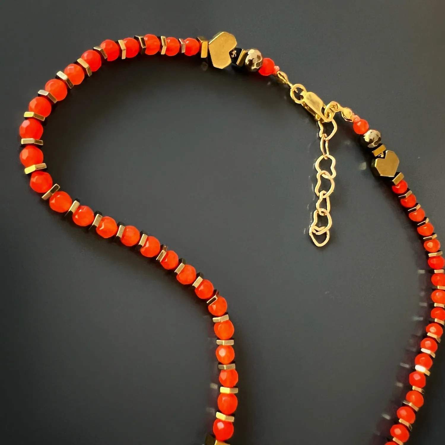 Abundance Sun Tarot Card Red Cornelian Beaded Necklace