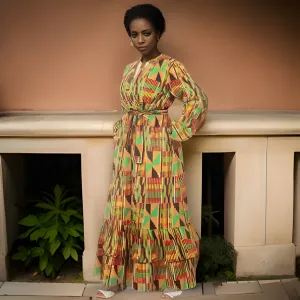 African Kente Print Maxi Dress (XL)
