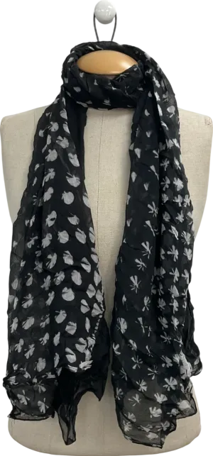 AllSaints Black Modal Leaf Print Scarf One Size