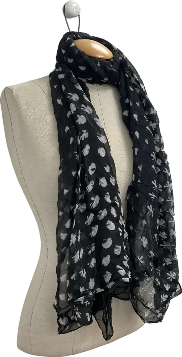AllSaints Black Modal Leaf Print Scarf One Size
