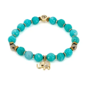 Amazonite Stone Lucky Elephant Charm Beaded Bracelet
