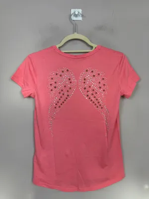 Angels face Peach Diamanté back T-shirt 12-13y