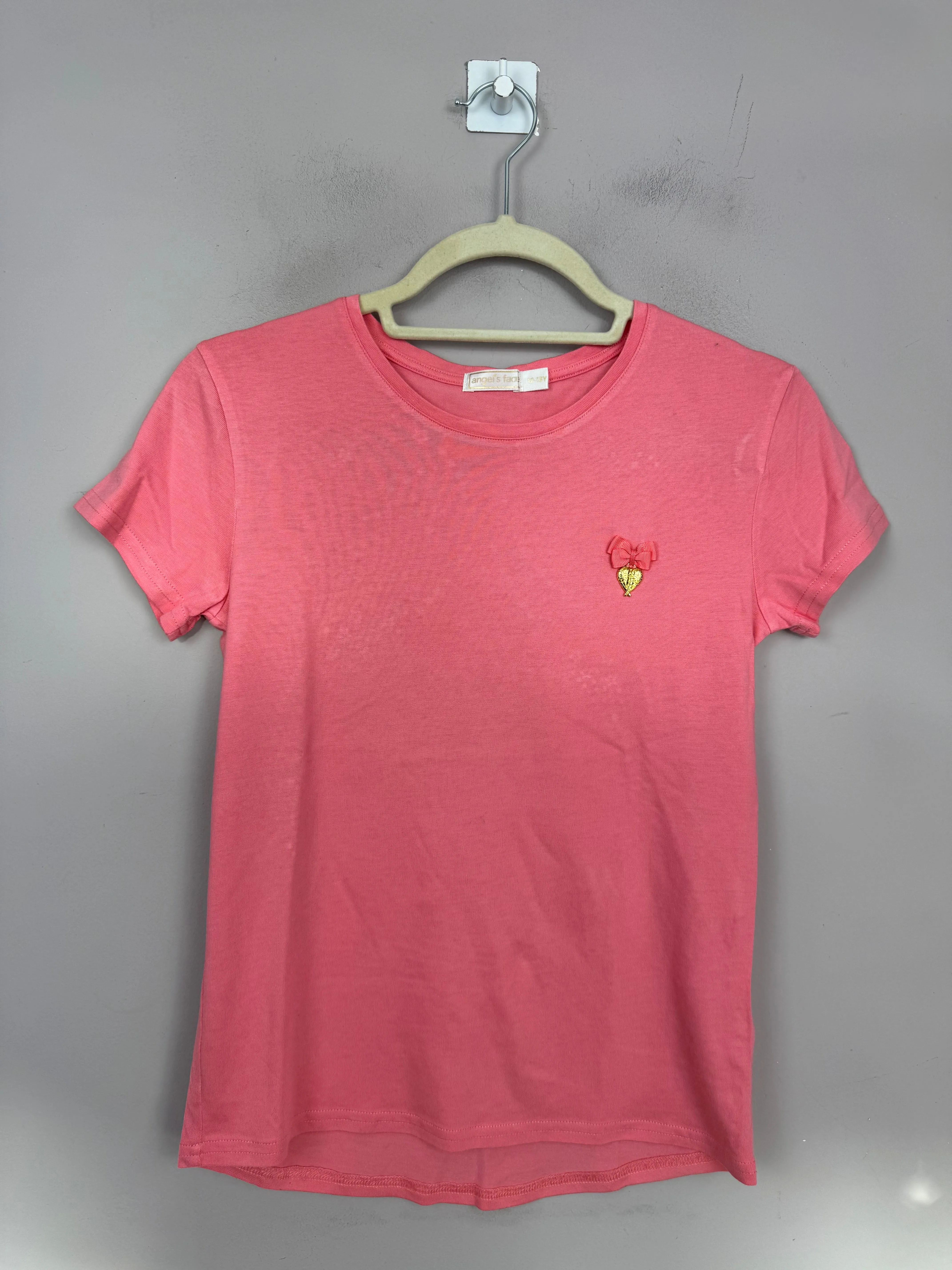 Angels face Peach Diamanté back T-shirt 12-13y