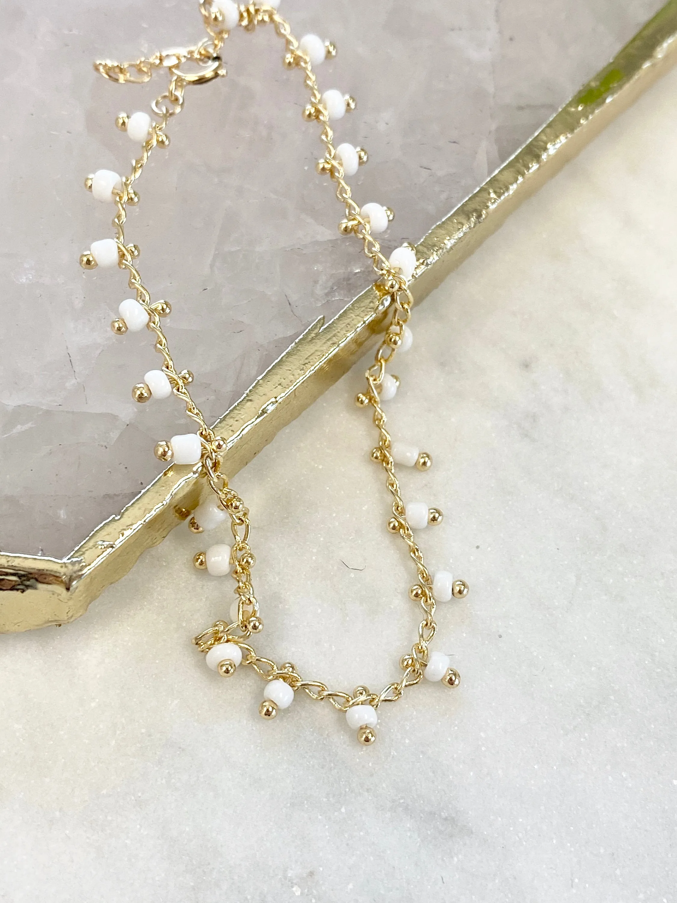 Araya White Beaded Bracelet