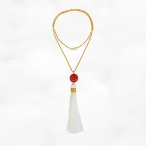 Auspicious Clouds Cinnabar Tassel Necklace