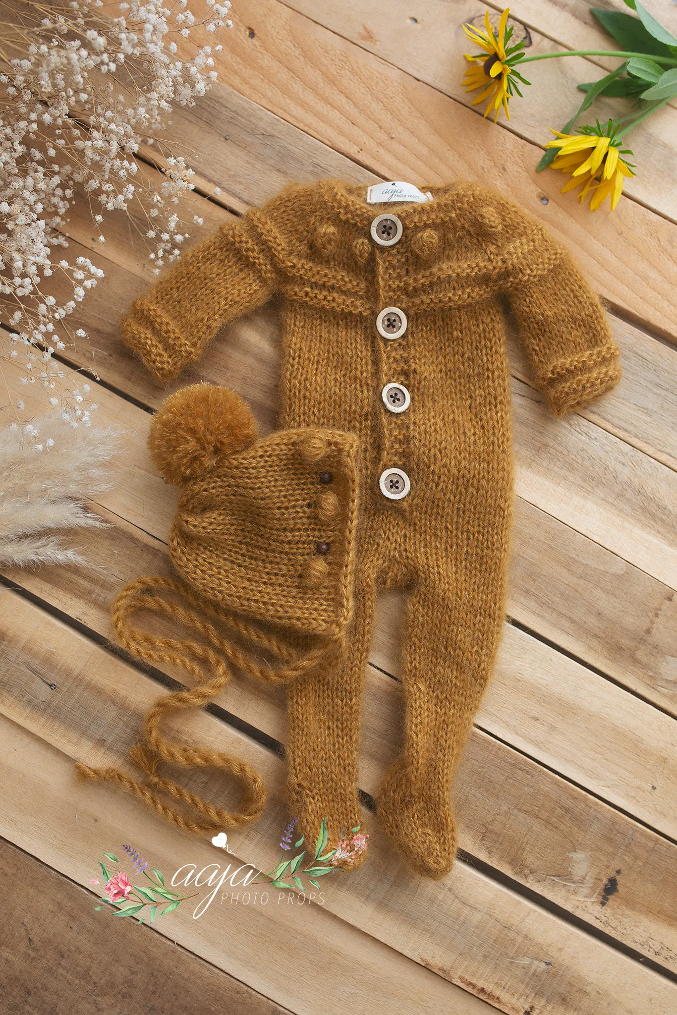 Baby newborn knitted footed romper and hat, Teal, Made to order