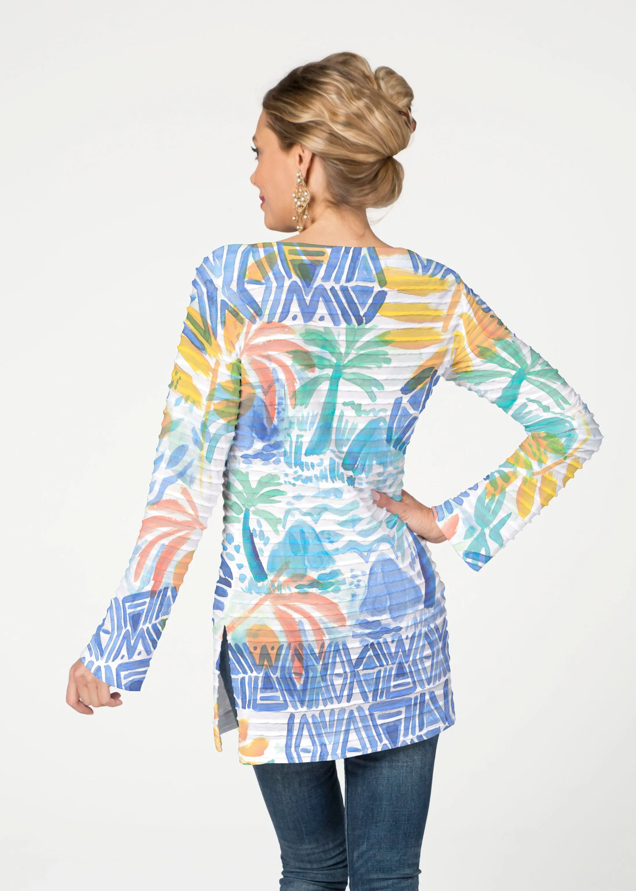 Bahama Mama (17256) ~ Banded Boatneck Tunic