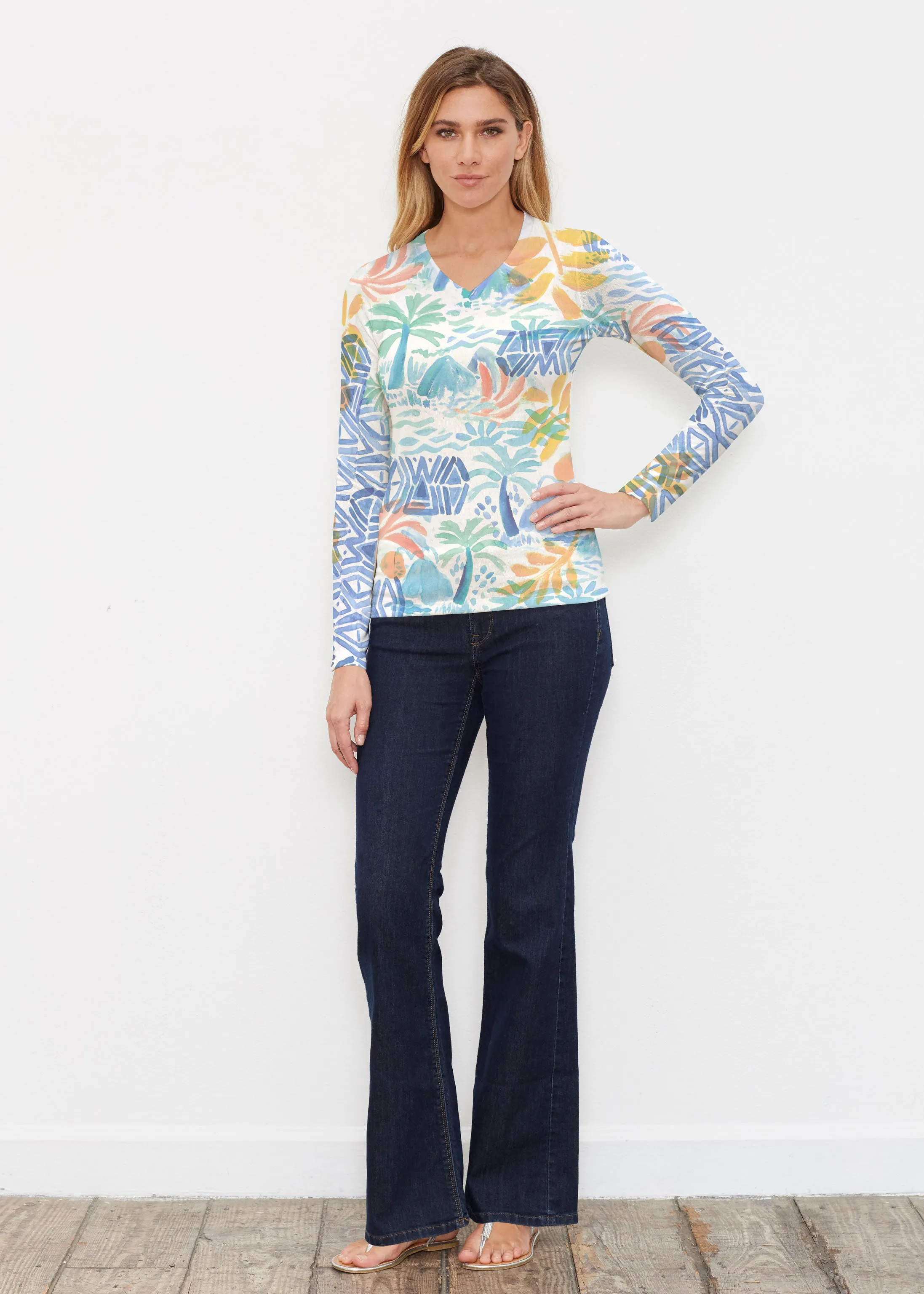 Bahama Mama (17256) ~ Butterknit Long Sleeve V-Neck Top