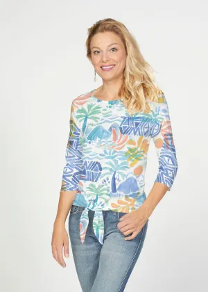 Bahama Mama (17256) ~ French Terry Tie 3/4 Sleeve Top