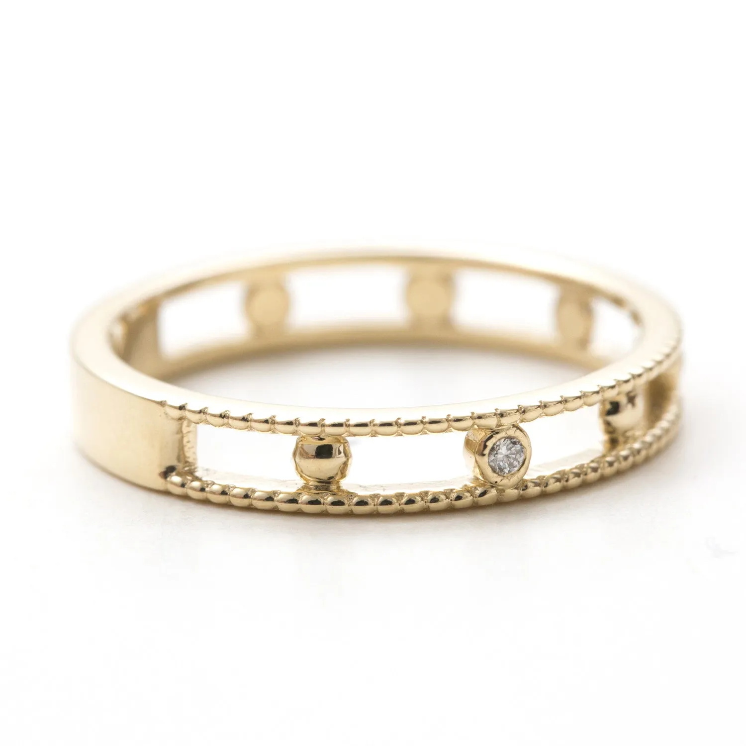 Ball & Bezel Double Beaded Band