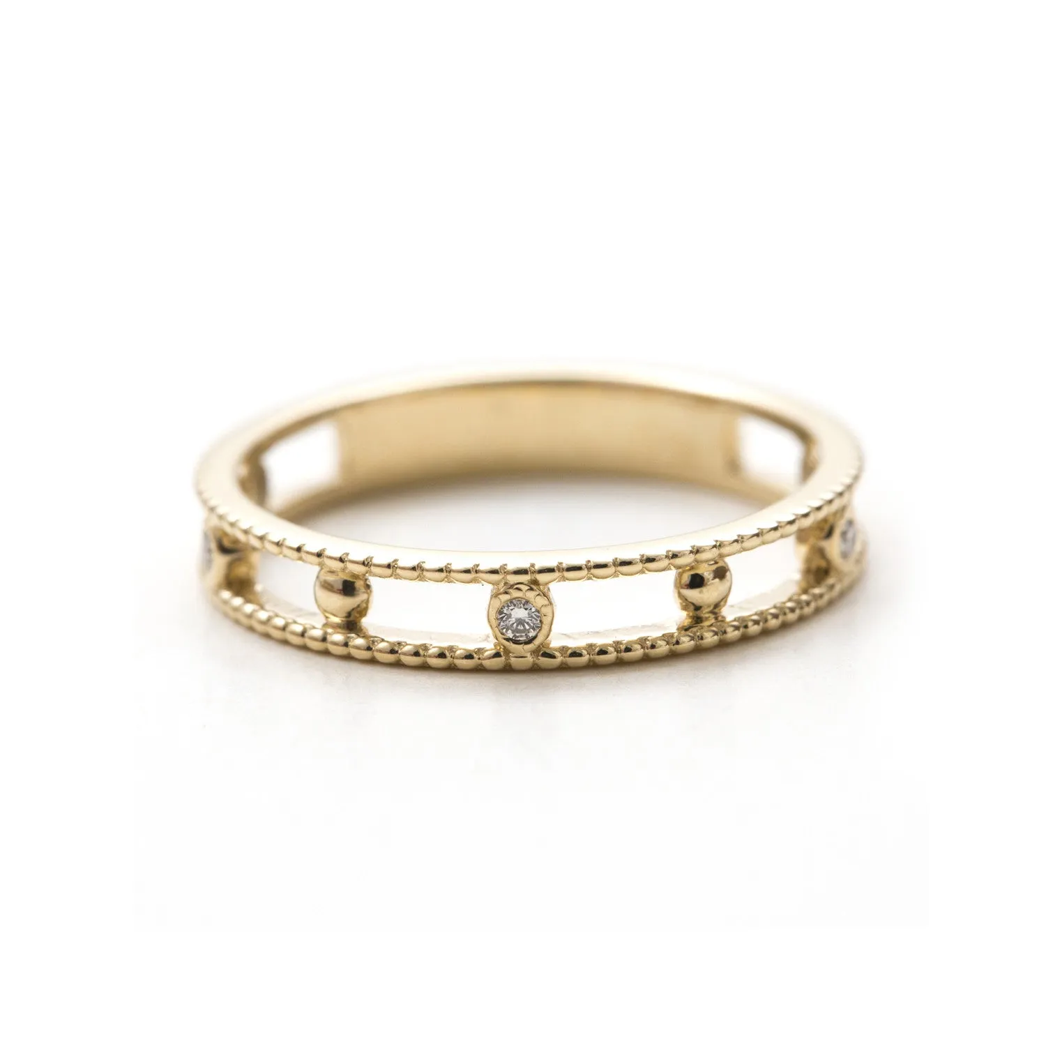 Ball & Bezel Double Beaded Band